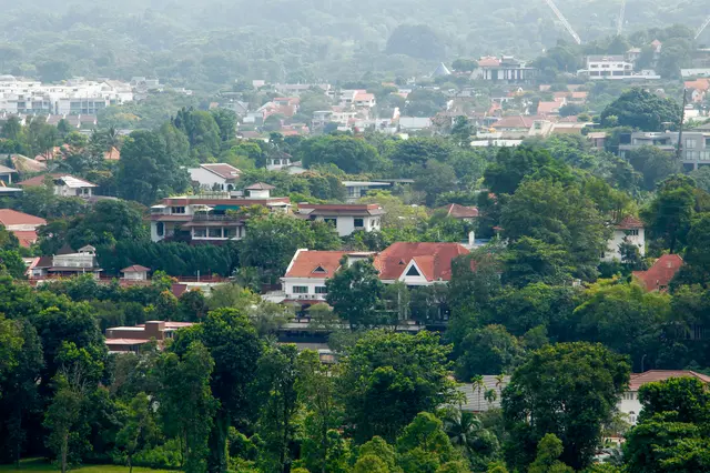 Row of landed homes in a Singapore residential neighbourhood